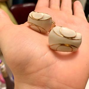 White and Gold Vintage Earrings